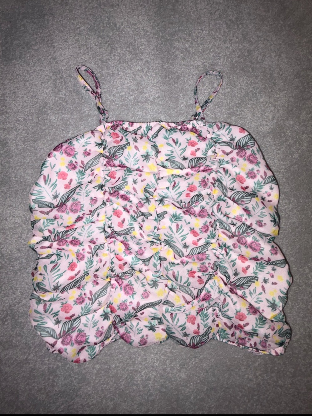 Global Love Floral Ruffle Spaghetti Strap Tank Top